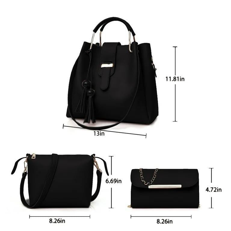 Women’s 3 Piece Handbag Set Black