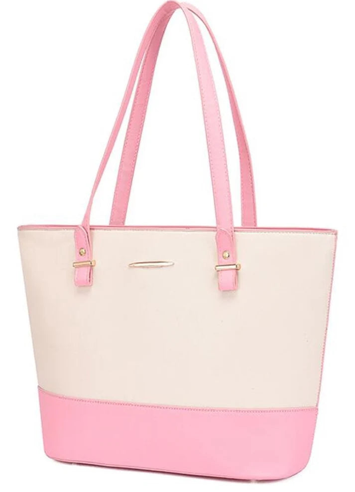 Grace 3 Piece Handbag Set White/Pink