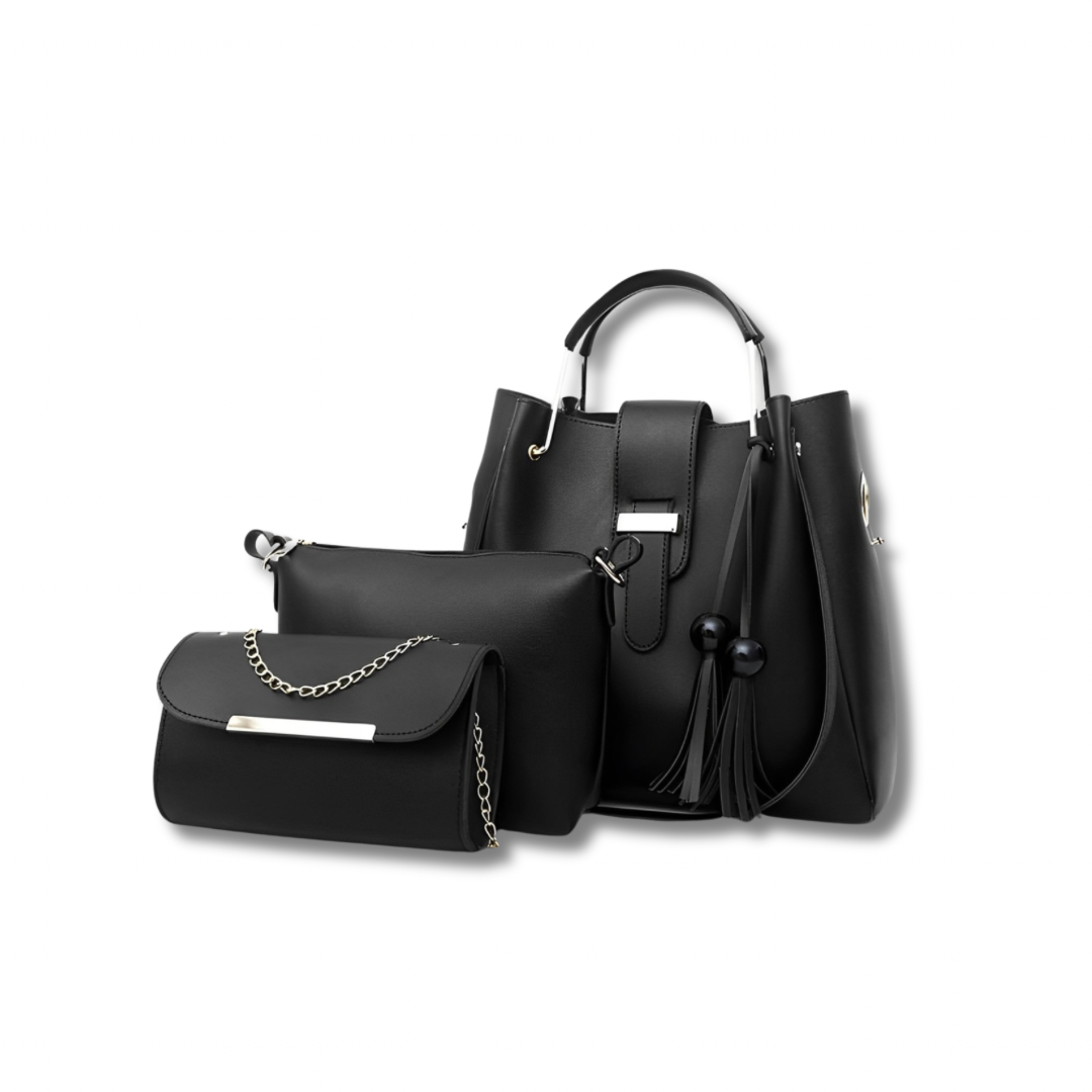 Women’s 3 Piece Handbag Set Black