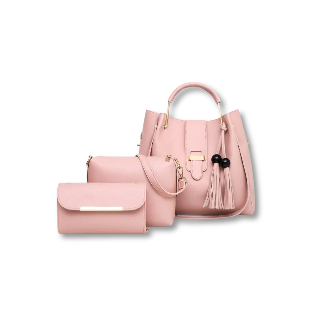 Women’s 3 Piece Handbag Set Pink