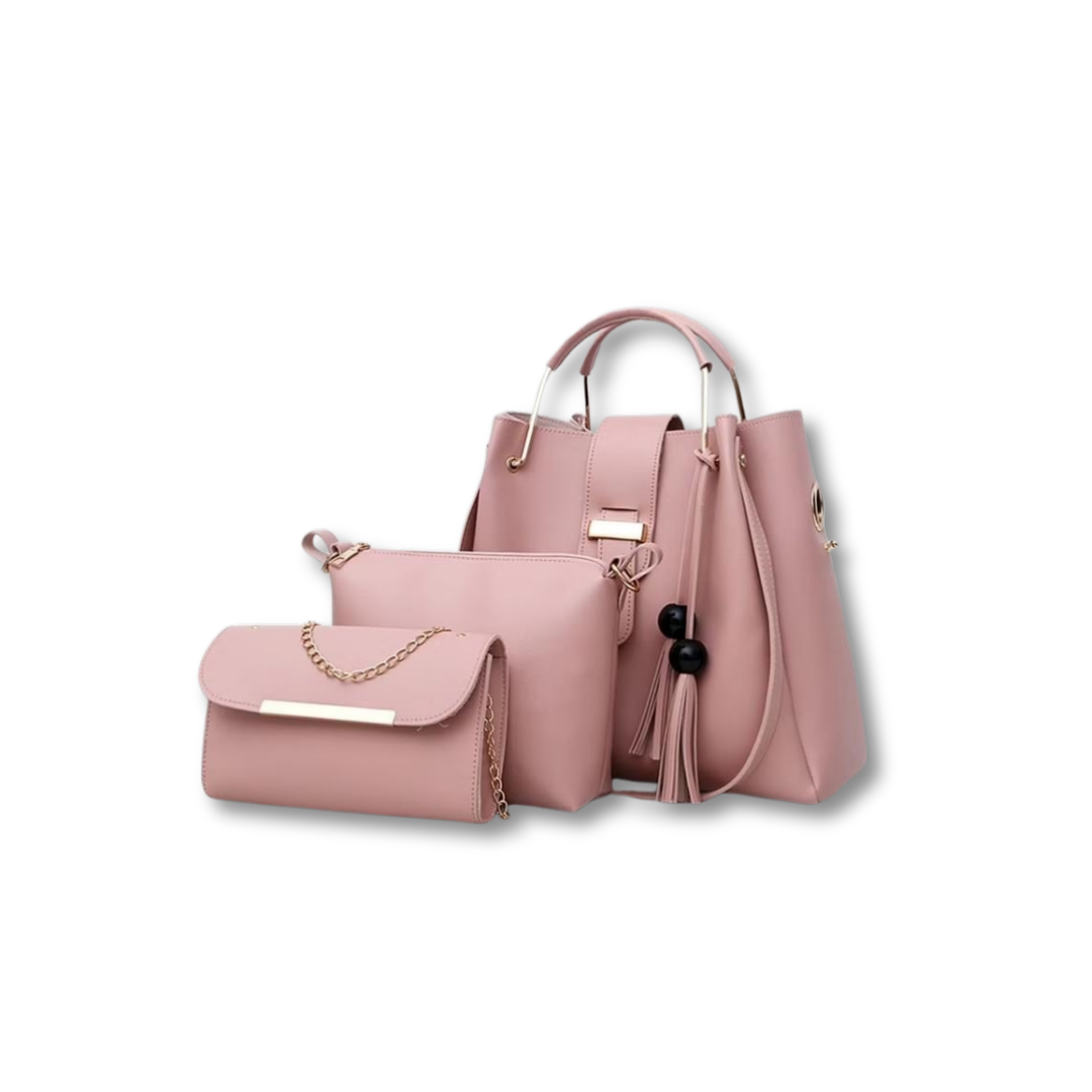 Women’s 3 Piece Handbag Set Pink