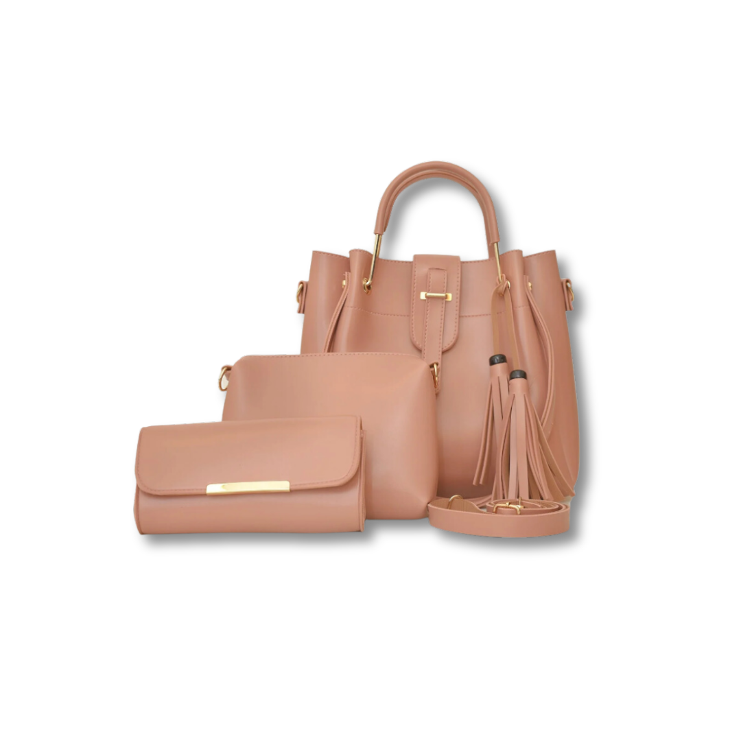 Women’s 3 Piece Handbag Set Rose Pink