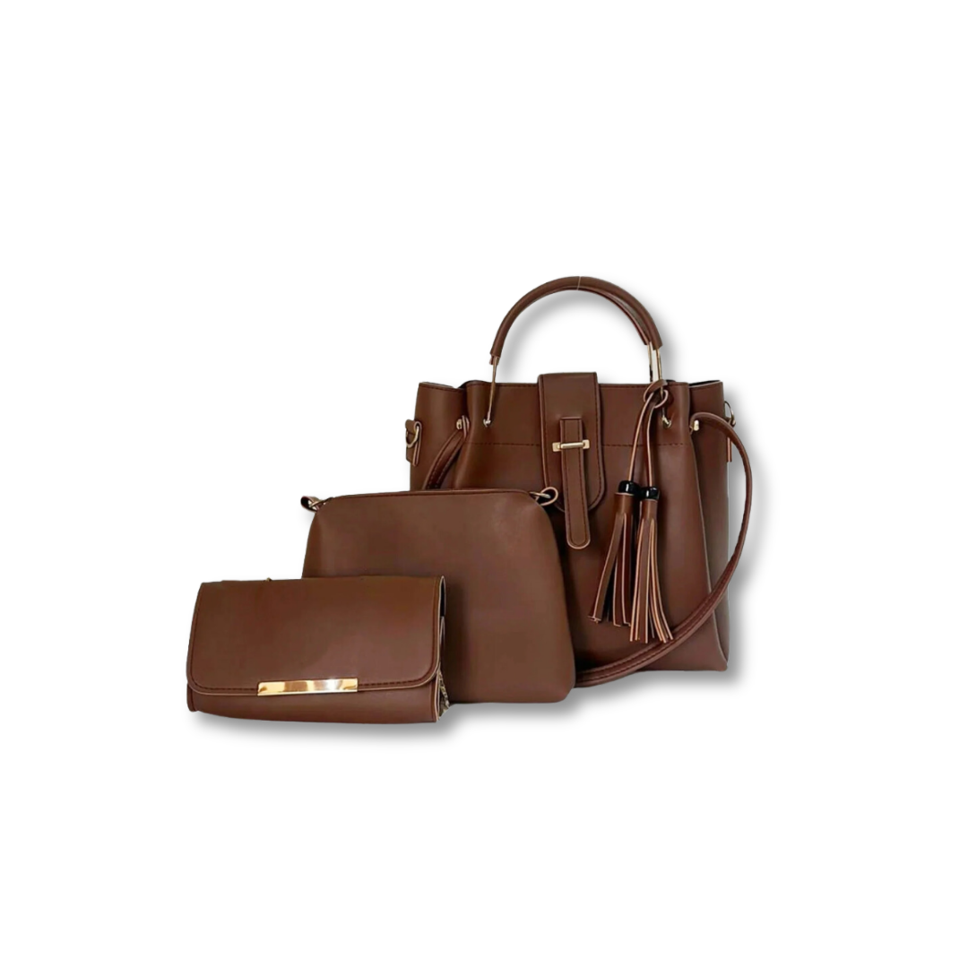 Women’s 3 Piece Handbag Set Brown