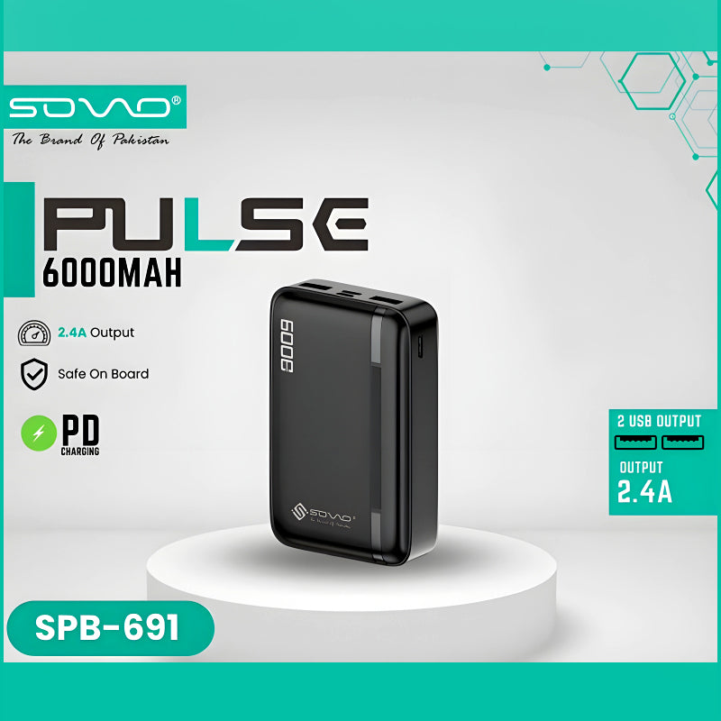 SOVO SPB-691 6000mAh (Pulse Service) Pocket-Size Portable Power Bank